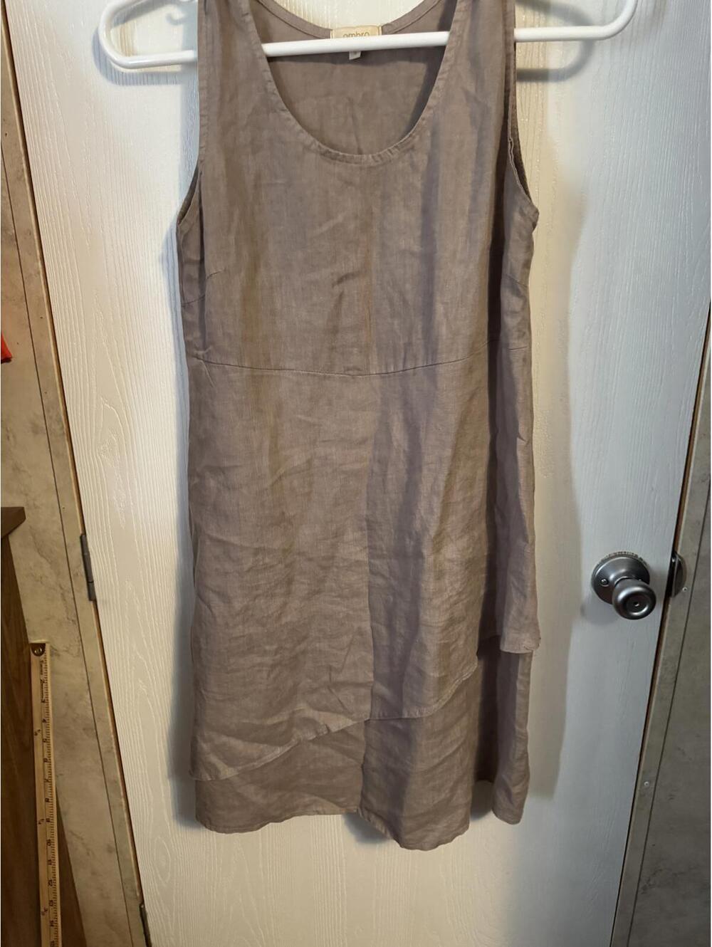 Ambra 100% linen Womens Dress Beige Made in Italy Asymmetrical Dress